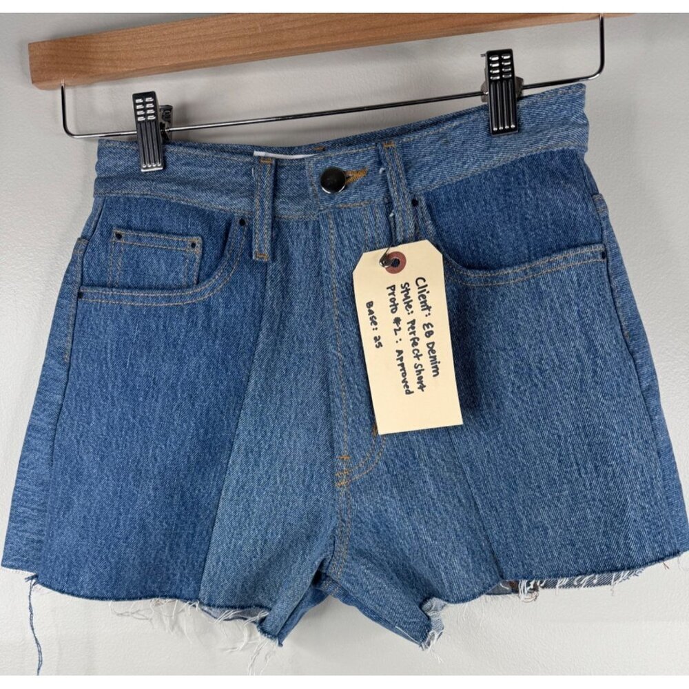 New EB DENIM Upcycled Patchwork Denim Shorts Size 25